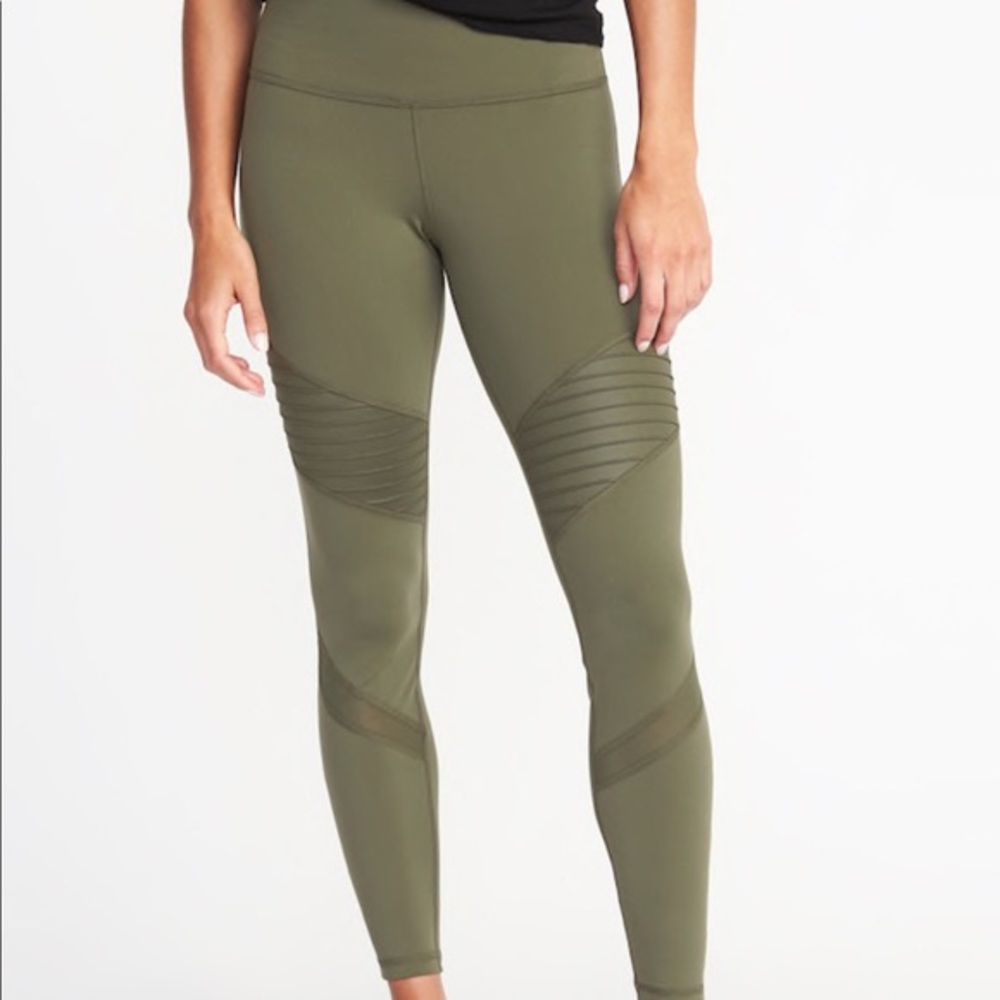 90 degree Army green moto leggings
